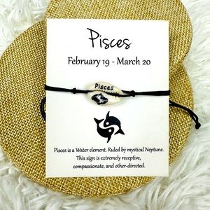 Pisces Bracelet Anklet Zodiac Sign Shell Jewelry Astrology Birthday Hand painted